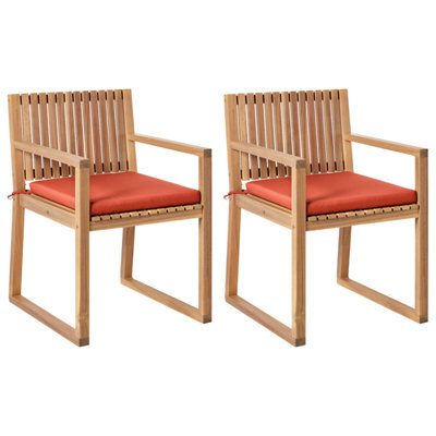 Beliani Set Of 2 Garden Chairs With Cushions Sassari Premium Certified Acacia Wood Red - image 1