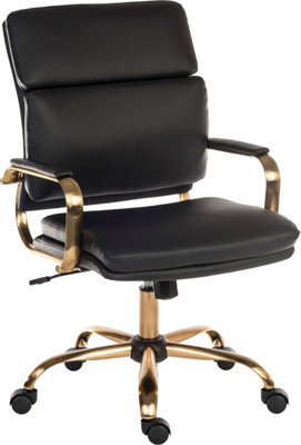 Teknik Vintage Executive Chair In Supple Black Faux Leather With Brass Coloured Accents - image 1