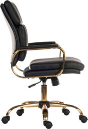 Teknik Vintage Executive Chair In Supple Black Faux Leather With Brass Coloured Accents - thumbnail 3
