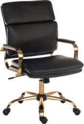 Teknik Vintage Executive Chair In Supple Black Faux Leather With Brass Coloured Accents