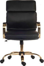 Teknik Vintage Executive Chair In Supple Black Faux Leather With Brass Coloured Accents - thumbnail 2