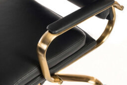 Teknik Vintage Executive Chair In Supple Black Faux Leather With Brass Coloured Accents - thumbnail 6