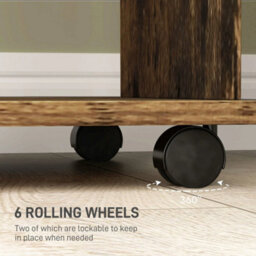 Mobile Double Open Wardrobe Clothes Hanging Rail, Rustic Brown - thumbnail 4