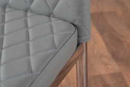Furniturebox Giovani Rectangular 6 Seat White High Gloss Unique Halo Dining Table Grey Glass Top 6 Grey Faux Leather Silver Leg Milan Chairs - thumbnail 9