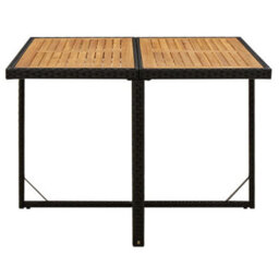 Walplus Garden Table Black 109X107X74 Cm Poly Rattan&solid Wood Acacia - thumbnail 2