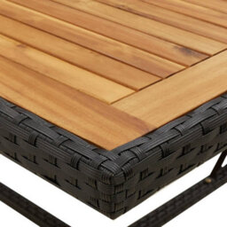Walplus Garden Table Black 109X107X74 Cm Poly Rattan&solid Wood Acacia - thumbnail 6