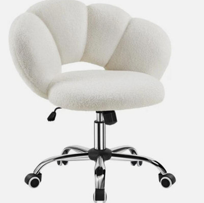 Boucle Desk Chair Cloud-Shaped Vanity Chair Adjustable Swivel Home Office Chair - image 1