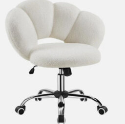 Boucle Desk Chair Cloud-Shaped Vanity Chair Adjustable Swivel Home Office Chair - thumbnail 1