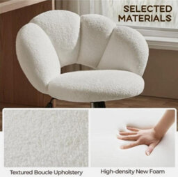 Boucle Desk Chair Cloud-Shaped Vanity Chair Adjustable Swivel Home Office Chair - thumbnail 6