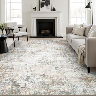 Area Rug Living Room Rugs, 5X7 Washable Large Soft Indoor Neutral Modern Abstract Low Pile Rug Carpet For Bedroom Dining Room - image 1