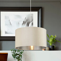 Lighting Collection Thames Cream Velvet Drum Shade - thumbnail 5