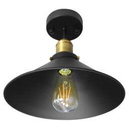 Long Life Lamps Company Modern Vintage Industrial Flush Mount Ceiling Light Brass Black Scone Shade M0033 - thumbnail 4