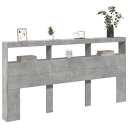 Berkfield Headboard Cabinet With Led Concrete Grey 200X17X102 Cm - thumbnail 5