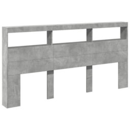 Berkfield Headboard Cabinet With Led Concrete Grey 200X17X102 Cm - thumbnail 3