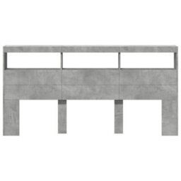 Berkfield Headboard Cabinet With Led Concrete Grey 200X17X102 Cm - thumbnail 6