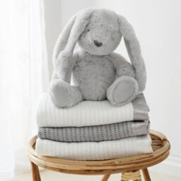 The Tiny Bed Company Luxury 100% Organic Satin Edged Baby Blanket - Medium (Grey & Grey) - thumbnail 4