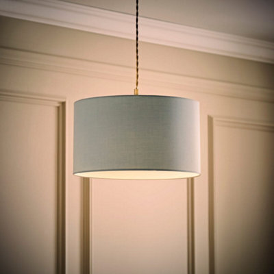 Valuelights Reni Duck Egg Blue Fabric Drum Ceiling Lamp Shade And Bulb (D)35Cm - image 1