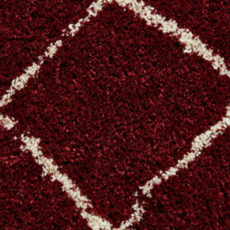 Red Cream Shaggy Geometric Moroccan Modern Rug For Living Room, Bedroom And Dining Room-200Cm X 290Cm - thumbnail 2
