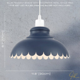 Happy Homewares Industrial And Modern Petal Design Navy Blue Metal Ceiling Pendant Light Shade - thumbnail 5