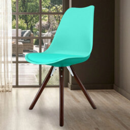 Fusion Living Soho Aqua Plastic Dining Chair With Pyramid Dark Wood Legs - thumbnail 2