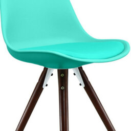 Fusion Living Soho Aqua Plastic Dining Chair With Pyramid Dark Wood Legs - thumbnail 3