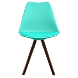 Fusion Living Soho Aqua Plastic Dining Chair With Pyramid Dark Wood Legs - thumbnail 7