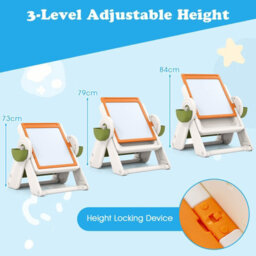 Gainoom 9-In-1 Kids Orange Activity Table & Chair Set Folding & Rotating Art Easel Table Water & Sand Sensory Play Table 18 Month+ - thumbnail 7