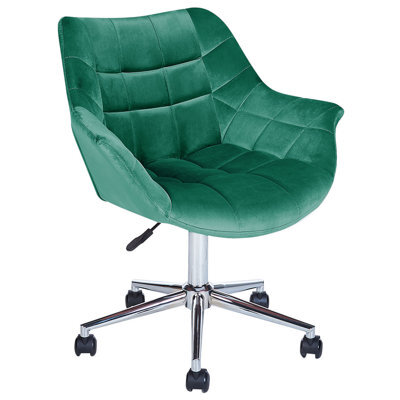 Beliani Desk Chair Labelle Velvet Emerald Green - image 1