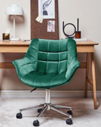 Beliani Desk Chair Labelle Velvet Emerald Green - thumbnail 2
