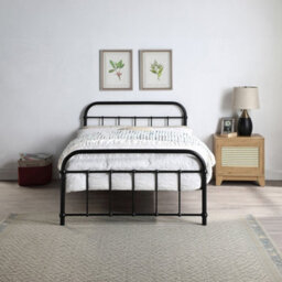 SlumberWorx Tewin Vintage Hospital Style Black Double Metal Bed Frame - thumbnail 2