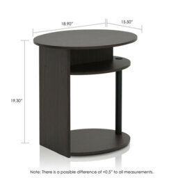 Walplus Furinno Jaya Simple Design Oval End Table, Walnut, Set Of 2 - thumbnail 3