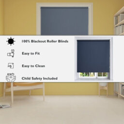 Lister Cartwright Blackout Plain Roller Blinds Windows Blind Child Safety Included (Navy, 60 Cm Width X 160 Cm Drop) - thumbnail 8