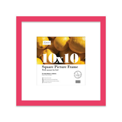 "10X10"" Bright Pink Picture Frame - 10X10"" Square Frame With 8X8"" Mount For 10X10""/8X8"" Pictures Art Deco Style Room Decor, 1 Pack" - image 1