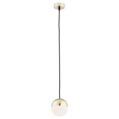 Luminosa Lighting Luminosa Livia 12Cm Globe Pendant Ceiling Light Opal Matt, Brass Steel Ip44 - image 1