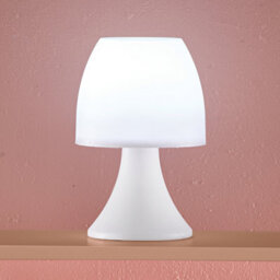 Set Of 2 Mushroom Led Table Lamps - Battery Operated, Portable Lighting, White, 18Cm - thumbnail 3