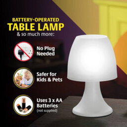 Set Of 2 Mushroom Led Table Lamps - Battery Operated, Portable Lighting, White, 18Cm - thumbnail 4