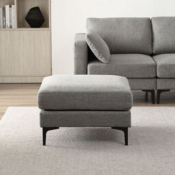 Dark Grey Upholstery Sofas Square Padded Ottoman, Footrest, Padded Stool, D75Cm X W75Com X H45Cm