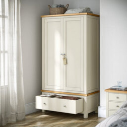 Farro Xl Cream Double Wardrobe With Drawer - By Roseland Furniture - thumbnail 2