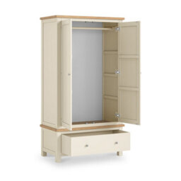 Farro Xl Cream Double Wardrobe With Drawer - By Roseland Furniture - thumbnail 4