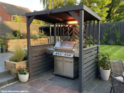 Edecks Deluxe The Grillhouse Wooden Bbq Shelter With Inner Shelves 6 X 7Ft - Half Sides Outdoor Garden Diy Barbecue Grill Gazebo - thumbnail 3