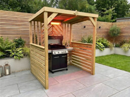 Edecks Deluxe The Grillhouse Wooden Bbq Shelter With Inner Shelves 6 X 7Ft - Half Sides Outdoor Garden Diy Barbecue Grill Gazebo - thumbnail 2