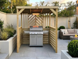 Edecks Deluxe The Grillhouse Wooden Bbq Shelter With Inner Shelves 6 X 7Ft - Half Sides Outdoor Garden Diy Barbecue Grill Gazebo - thumbnail 1