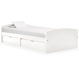 Berkfield Bed Frame With 2 Drawers White Solid Pine Wood 90X200 Cm - thumbnail 1