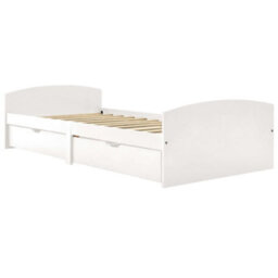 Berkfield Bed Frame With 2 Drawers White Solid Pine Wood 90X200 Cm - thumbnail 2