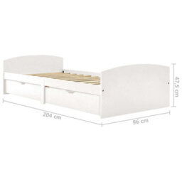 Berkfield Bed Frame With 2 Drawers White Solid Pine Wood 90X200 Cm - thumbnail 7