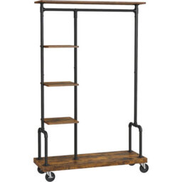 Vasagle Clothes Rack, Clothing Rack On Wheels, 5-Tier Garment Rack With Metal Pipes, Rustic Brown And Black - thumbnail 5