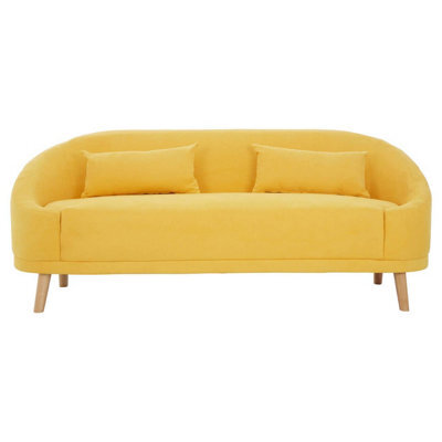 Orsina Stylish Yellow Linen Sofa, Contemporary Seater Sofa For Livingroom, Comfortable Mid Century Sofa For Bedroom - image 1