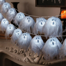 Amorly 600Cm Battery Driven Halloween Ghost Light Strand, 40 Led Cool White Hanging Ghosts,festive Spooky Decor For Patio&outdoor Garden - thumbnail 7