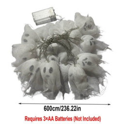Amorly 600Cm Battery Driven Halloween Ghost Light Strand, 40 Led Cool White Hanging Ghosts,festive Spooky Decor For Patio&outdoor Garden - thumbnail 5