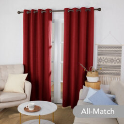 Deconovo Faux Linen Full Blackout Curtains Eyelet Thermal Insulated Panels With Coating Back Layer 46X72 Inch Red 1 Pair - thumbnail 3